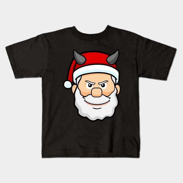 ugly christmas evil santa claus horns devil satan Kids T-Shirt by gossiprag